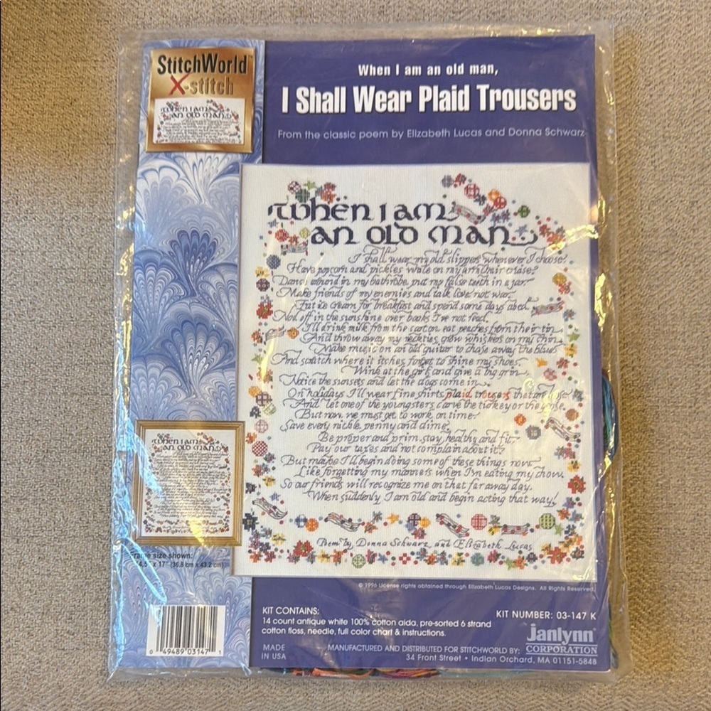 Janlynn Plaid Trousers Cross Stitch Kit